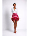 Bey Beaded Fringe Mini skirt (Red and Pink)
